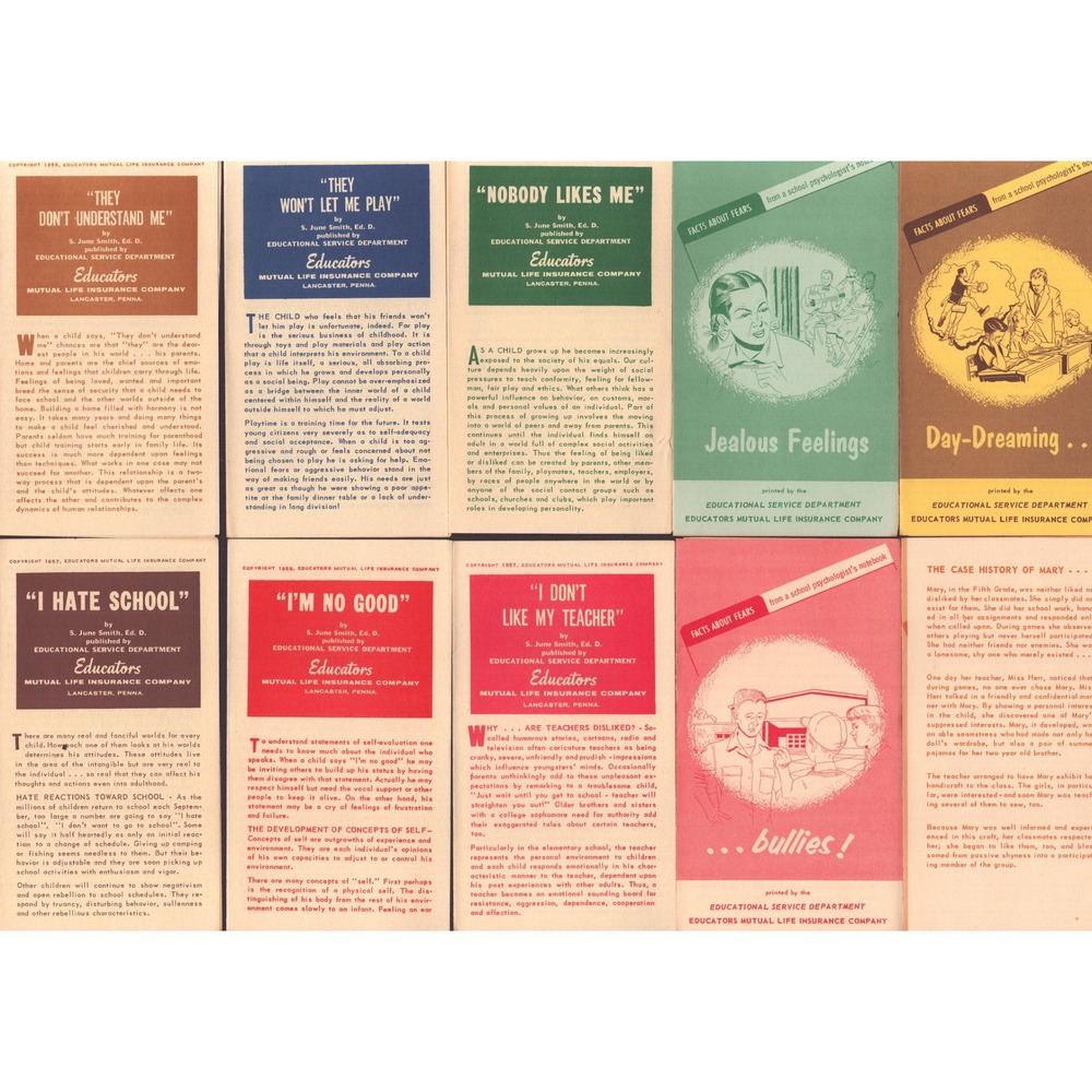 Vintage 1950s Educators Mutual Life Insurance Child Psychology Pamphlets Lot - Picture 3 of 5